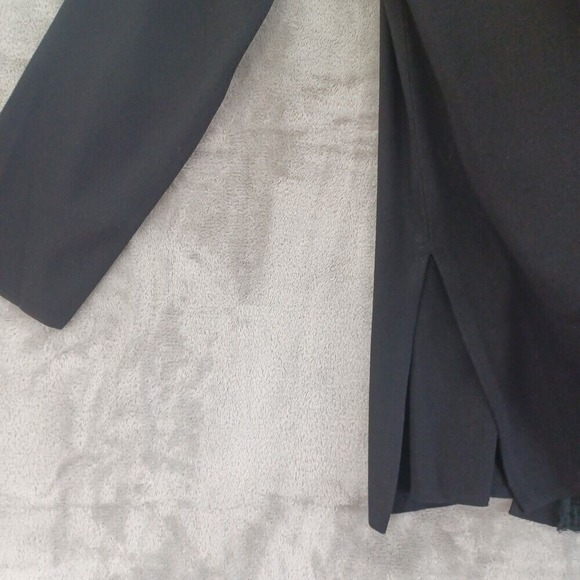 Misook Lg  Cardigan Open Collared Black Fringe Long Sleeve Liquid Knit Travel - Picture 10 of 11